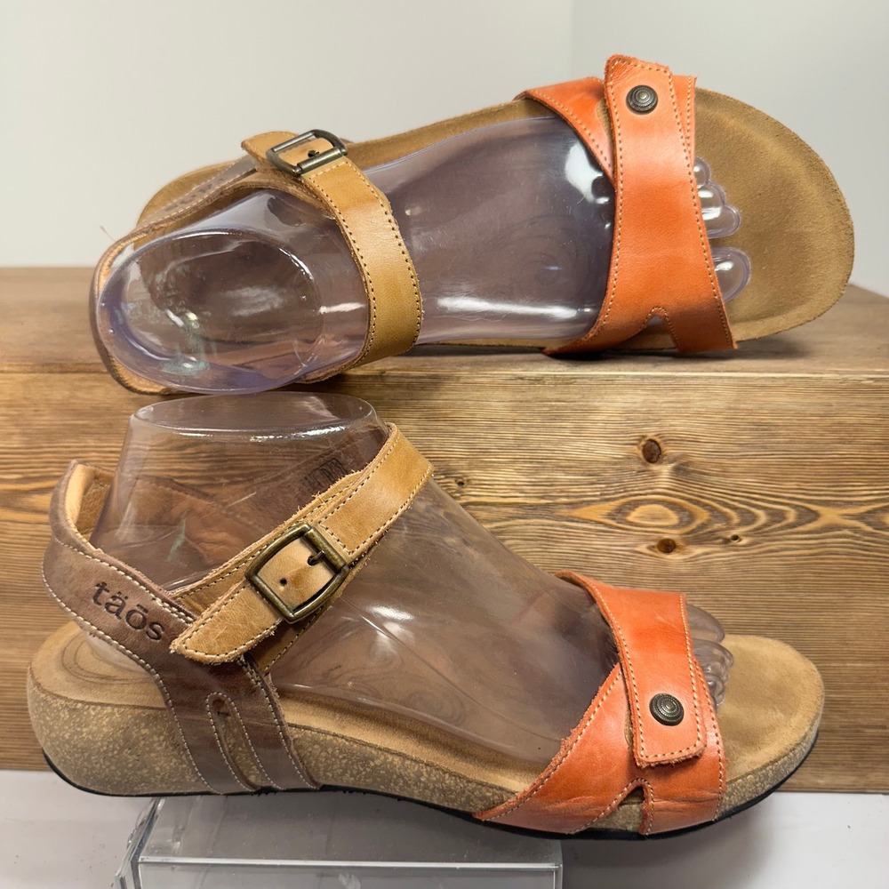 Taos Sadie Sandal Earth Multi Leather Wedge Heel 41 EU / 10 US Travel Boho Spain